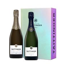 Buy & Send Taittinger Brut Vintage and Prelude Grand Crus in Branded Two Tone Gift Box